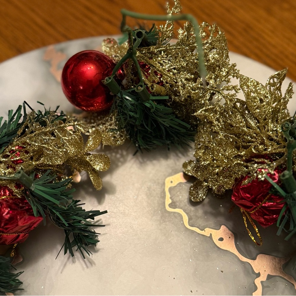Festive Red and Gold Holiday Garland